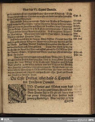 Die erste [- dritte] Predigt, uber dass 6. Capittel des Propheten Danielis