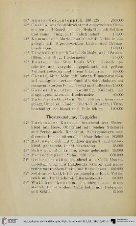Theaterkostüme, Teppiche (Nr. 47-71)