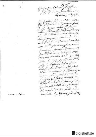 1: Brief von Johann Wilhelm Ludwig Gleim an Hans Joachim von Zieten