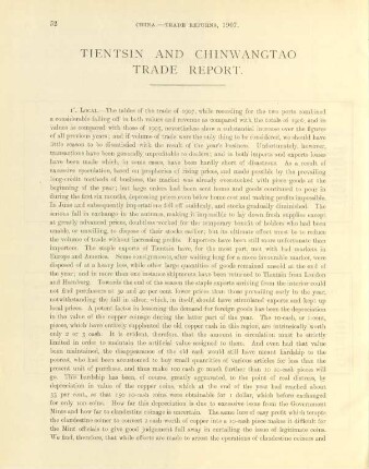 Tientsin and Chinwangtao trade report