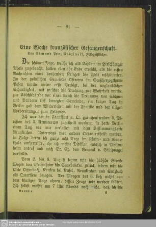 Eine Woche französischer Gefangenschaft
