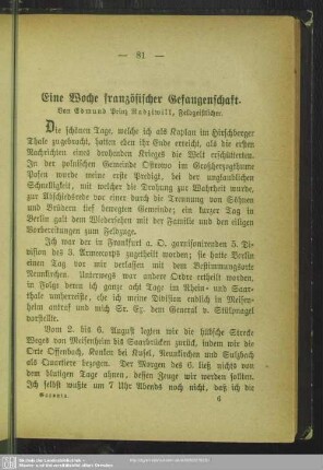 Eine Woche französischer Gefangenschaft