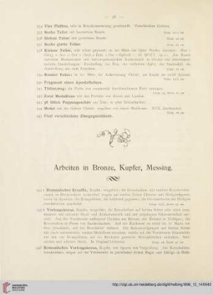 Arbeiten in Bronze, Kupfer, Messing (Nr. 545 - 704)