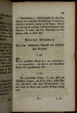 Vierter Abschnitt. Von dem bestimmten Begriffe des menschlichen Körpers.
