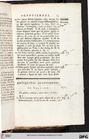 II. Section: En pierre, albâtre, terre cuite, & bois
