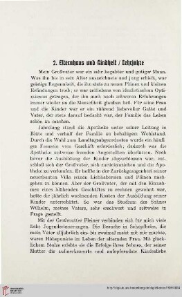 2. Elternhaus und Kindheit / Lehrjahre