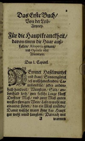 Das Erste Buch/ Von der Leib-Artzney.