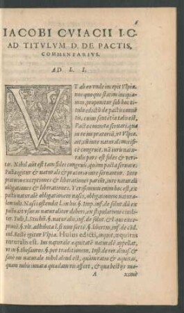 Iacobi Cuiacii I. C. Ad Titulum D. De Pactis, Commentarius.