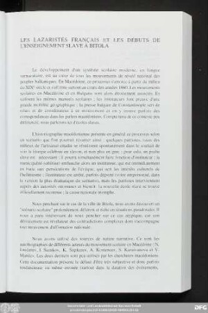 Les Lazaristes Français Et Les Débuts De L'Enseignement Slave À Bitola