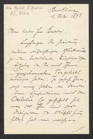 Brief an Ferruccio Busoni : 01.05.1893