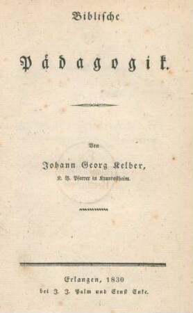 Biblische Pädagogik