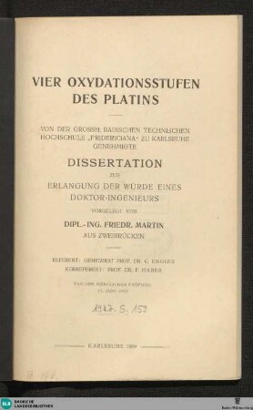 Vier Oxydationsstufen des Platins