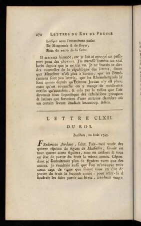 270-300, Lettre CLXII. du Roi.-Prophétie.