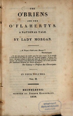 The O'Briens and the O'Flahertys : a national tale ; in four volumes, 2