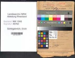 Entnazifizierung Erich Schlegelmilch , geb. 15.10.1896 (Lehrer)