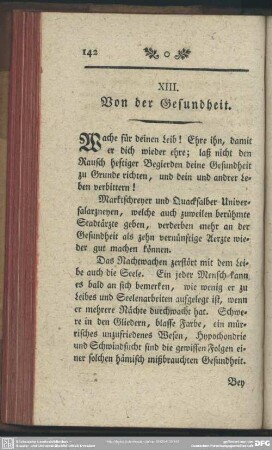 XIII. Von der Gesundheit