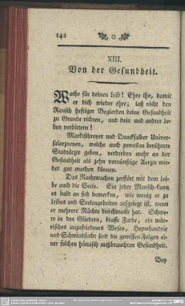 XIII. Von der Gesundheit