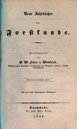 Neue Jahrbücher der Forstkunde. 33. 1846