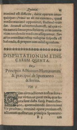 Disputationum Ethicarum Quinta.