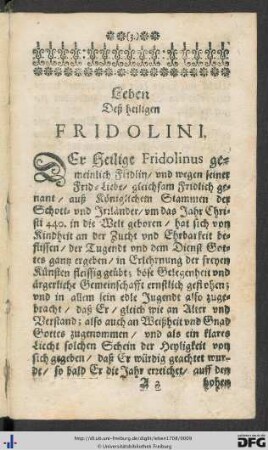 Leben deß heiligen Fridolini.