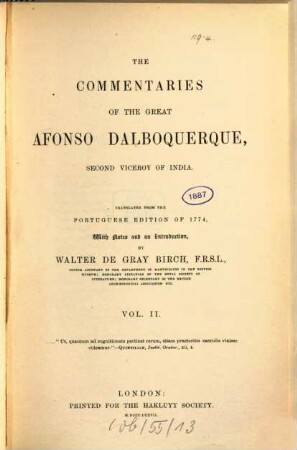 The commentaries of the great Afonso Dalboquerque, second viceroy of India. 2