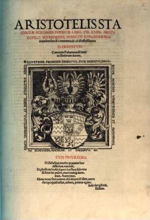 Aristotelis Stagyritae Acroases Physicae : Libri VIII