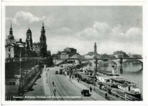 Dresden. Brühlsche Terrasse und Dampferanlegestelle