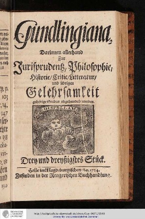 Gundlingiana Dren und drenßigstes Stück