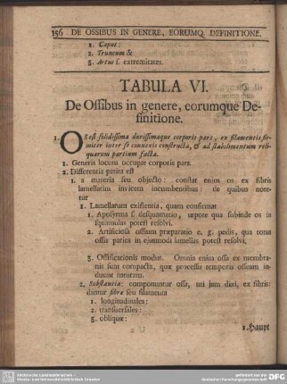 Tabula VI. De Ossibus in genere, eorumque Definitione
