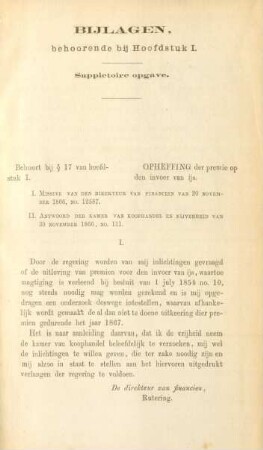 Bijlagen, behoorende bij hoofdstuk I. Suppletoire opgave