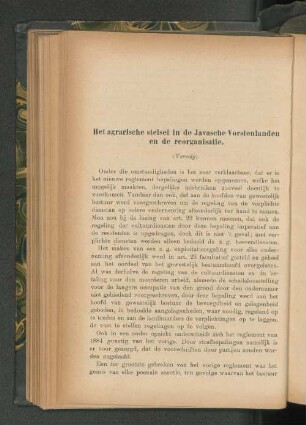 Het agrarische stelsel in de Javasche Vorstenlanden en de reorganisatie, door A. Simon.