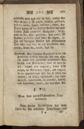 §. VII. Von den zurückkehrenden Zeitwörtern.