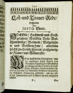 Lob-und Trauer-Rede/ [...]