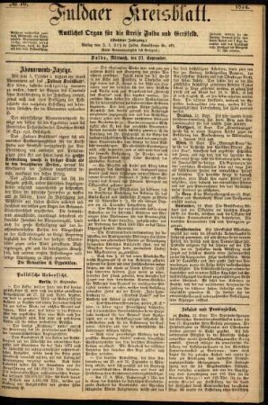 Ausgabe vom Mittwoch, den 23. September 1874.