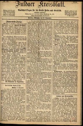 Ausgabe vom Mittwoch, den 23. September 1874.