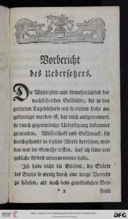 Vorbericht des Uebersetzers