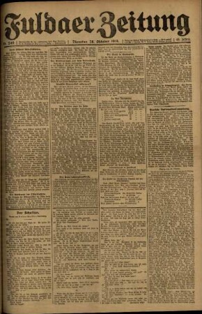 Erste Ausgabe vom Dienstag, den 28. Oktober 1919.