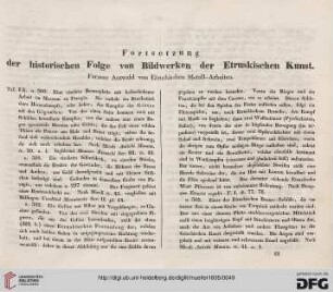 Fortsetzung der historischen Folge von Bildwerken der Etruskischen Kunst