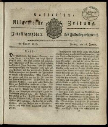 11tes Stueck, Freitag, den 26. Januar 1810