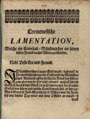 Cremonesische Lamentation