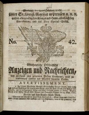 No. 42. Montags, den 20ten Oktober, 1766.