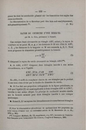 RAYON DE COURBURE D´UNE CONIQUE.
