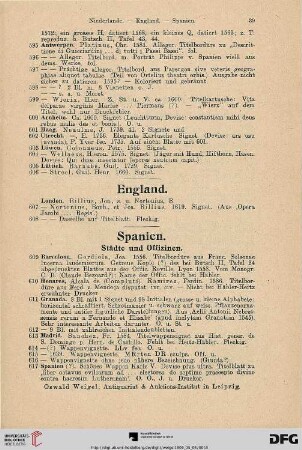 England. Spanien (Nr. 607-617)