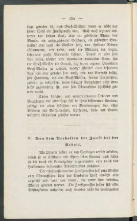 V. Von dem Verhalten der Zunft bei der Arbeit.