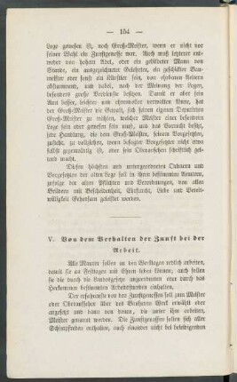 V. Von dem Verhalten der Zunft bei der Arbeit.