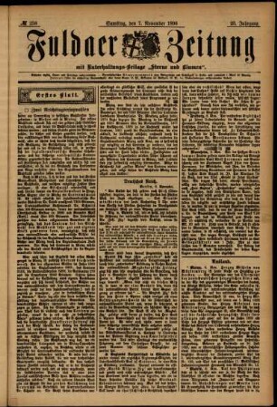 Erste Ausgabe vom Samstag, den 07. November 1896.