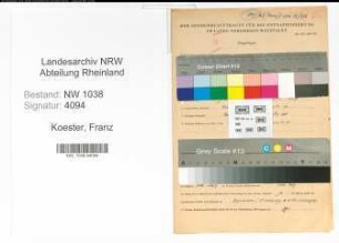 Entnazifizierung Franz Koester , geb. 24.02.1912 (Angestellter)