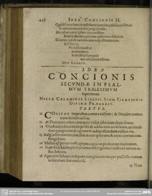 Idea Concionis Secundae In Psalmum Trigesimum septimum