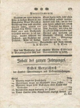 Inhalt des ganzen Jahrganges