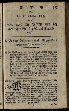 I. Von der Heiligung und christlichen Gottseligkeit und Tugend überhaupt.